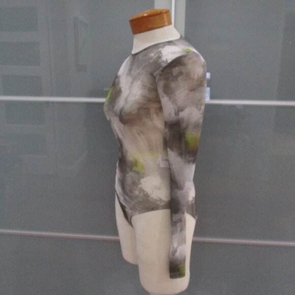 Zara Long Sleeve Mesh Abstract Print Bodysuit - Picture 2 of 5
